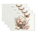 Easter linen table mats set of 4 with brown butterfly and colorful eggs print - Vintage Butterfly Eggs Style (YMCD2-18) / 30*45cm Linen Placemat