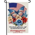 Bandera de jardín Día de la Independencia con mariposa de bandera americana y flores - Estilo Mariposa Día de la Independencia(HYQ79-11)