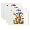 Set of 4 Easter linen placemats featuring cartoon gnome and colorful eggs print - Rainbow Hat Gnome Eggs Style (YMCD2-19) / 30*45cm Linen Placemat