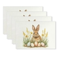 Set of 4 Easter linen placemats featuring realistic brown rabbit and colorful egg prints - Brown Rabbit Eggs Flowers Style (YMCD2-20) / 30*45cm Linen Placemat