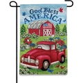 Bandera de jardín God Bless America con camión rojo y diseño de granero rústico - Estilo Camión Rojo Granero de Campo(HYQ79-13)