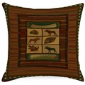 Rustikaler Kissenbezug mit Elch Kanu und Blattmuster auf gestreiftem Canvas Stoff - Elch und Kanu Rustikaler Stil (DYM310-4) / 45*45cm Leinen Einseitig Ohne Füllung