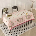Rectangular Mother's Day tablecloth with pink flowers and Happy Mother's Day text - 40x60cm Brushed Fabric / Circular Floral (ZB691-7)