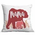 Close-up of Mama Bear print with mother and cub silhouette on a white cushion cover - Mama Bear Style (CDR318-9) / 45*45cm Short Plush Single Sided Without Core