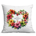 Square Mother's Day pillowcase with colorful floral heart and festive text - 45x45cm / Hibiscus Wreath (CDR288-7)