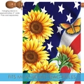 Bandera de jardín con patrones de girasol y bandera estadounidense y manga de 3 pulgadas - Estilo Bandera Mariposa Girasol(HYQ79-23)