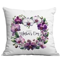 Square Mother's Day pillow case with orchid wreath and Happy Mother's Day text - 45x45cm / Orchid Wreath (CDR288-11)