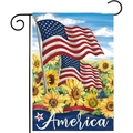 Bandera de jardín con banderas de EE. UU. y girasoles con texto America y estrella - Estilo Texto America Girasol(HYQ79-26)