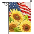 Bandera de jardín del Día de la Independencia con girasol bandera EE.UU. y soporte metal - Estilo Girasol Soporte Artístico(HYQ79-27)