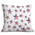 Square white cushion cover with American flag star patterns for Independence Day home decor - 45x45cm Single Side Print / Multiple Flag Stars (CDR295-7)