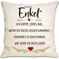 Linen cushion cover with German sentimental message to grandson and heart patterns - Grandson (DYM294-5) / 45*45cm Linen Single Sided Without Core