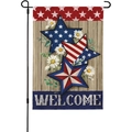 Bandera de jardín de bienvenida con bandera americana y margaritas blancas frescas - Estilo Bienvenida Margarita Grano de Madera(HYQ79-29)