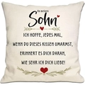 Linen square pillowcase for son with German emotional message and red heart decor - Son (DYM294-6) / 45*45cm Linen Single Sided Without Core