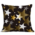 Black decorative pillow cover featuring golden and white geometric star patterns - 45x45cm Single Side Print / Gold And White Stars (CDR295-10)