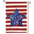 Bandera de jardín patriótica con texto Let Freedom Ring y franjas de EE. UU. en lino - Estilo Let Freedom Ring Centro Bandera(HYQ79-32)