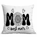 Housse de coussin blanche fête des mères avec motif tournesol et texte MOM décoratif - Style Tournesol Meilleure Maman (CDR317-19) / 45x45CM (Sans Noyau)