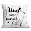 Housse de coussin blanche Tiny Human Tamer avec dessin au trait noir et cœur imprimé - Style Dompteur de Petits Humains (CDR317-17) / 45x45CM (Sans Noyau)