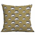 Fodera per cuscino quadrata con motivo a tazzina di caffè e latte art a cuore - Stampa Fronte Retro Senza Nucleo / Latte Cuore Giallo Terra (CDR315-2)