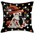 Halloween pillowcase featuring a cute ghost and black cat with embroidered pattern texture - Ghost Hugging Black Cat Style (HYMD20-1)