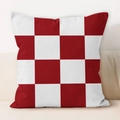 Macro detail of red and white checkerboard pillowcase texture on a cozy home sofa - Red White Checkerboard (CDR236-8)