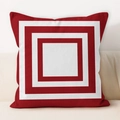 Detail of red and white square geometric patterns on a modern minimalist pillowcase - Concentric Square Geometric Pattern (CDR236-5)