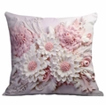 Detailed macro view of 3D floral pattern on pink and white square cushion cover - Gentle Scroll Pattern (DLD4-19)