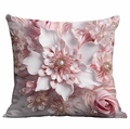 Close-up of 3D floral pattern decorative pillow cover with pearl accents and layered petals - 45*45cm Polyester Single Side No Insert / Dld4-17