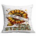 Vintage-Kissenbezug mit Sonnenblumen und Still Strong Leopardenmuster auf weißem Grund - Polyester Einseitig Ohne Kissenkern / Sonnenblume Immer Noch Stark (DLD2-3)