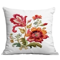 Federa per cuscino quadrata bianca con ricamo floreale vintage per divano del soggiorno - Fiori Vintage Multicolore (CDR300-3) / Stampa Singola Faccia Senza Interno