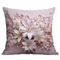 Macro detail of 3D embossed floral pillow cover in elegant pink and purple tones - Glossy Velvet Pink (DLD4-14)