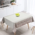 Crèmekleurig rechthoekig tafelkleed met vintage bloemenrand en delicaat kanten ontwerp - 40x60cm Geborstelde Stof / Beige met Taupe Botanische Print (ZB672-2)