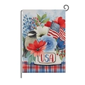 Double-sided USA garden flag with chickadee bird and floral design on metal hook - Hyq80-2