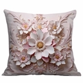 3D embossed floral pillowcase with white and pink flowers for home sofa decor - Magnificent Sculptural Style (DLD4-9)