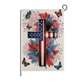 Double-sided US Independence Day garden flag with patriotic cross and sunflower design - Hyq80-3