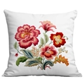 White square cushion cover featuring vibrant multi-color floral embroidery for sofa decor - Traditional Craft Style (CDR300-6) / Single-Sided Print No Insert
