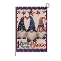 Patriotic garden flag with patriotic gnomes and Home OF THE Brave text on metal stand - Home of the Brave Gnomes Style (HYQ80-6)