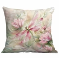 Aesthetic floral cushion cover featuring a hand-painted pink dragonfly and soft flower art - Pink Dragonfly Style (DLD3-11) / 45*45cm Single-sided Without Core