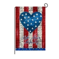 Double-sided USA garden flag with blue heart and Life Love Liberty text on metal stand - Life Love Liberty Heart Style (HYQ80-7)