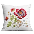 White square cushion cover with colorful floral embroidery print for sofa home decor - Exquisite Large Floral (CDR300-10) / Single-Sided Print No Insert