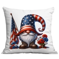 Patriotic gnome pillowcase with American flag elements and red white blue flowers - 45x45cm Single Sided Printing / Gnome with Flag Background (CDR302-5)