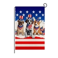 Double-sided garden flag with patriotic cartoon dogs and stars stripes pattern - Hyq80-10