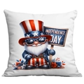Patriotic gnome Independence Day throw pillow cover with white background and sunglasses - 45x45cm Single Sided Printing / Independence Day Sign Gnome (CDR302-6)