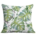 Fodera per cuscino quadrata con foglie di monstera tropicale e fiori ad acquerello - Stile Monstera ad Acquerello (CDR283-1)