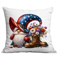 Patriotic gnome pillowcase with star stripes hat and flower boots on white cover - 45x45cm Single Sided Printing / Gnome with Star Hat and Flower Boots (CDR302-9)