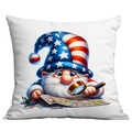 Patriotic gnome pillow case with American flag design and magnifying glass detail - 45x45cm Single Sided Printing / Gnome with Magnifier and Map (CDR302-10)