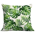 Federa per cuscino quadrata con stampa di foglie di monstera tropicale su sfondo bianco - Stampa Piante Tropicali (CDR283-3)