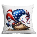Patriotic gnome pillowcase with American flag stars and stripes on a white square cover - 45x45cm Single Sided Printing / Gnome Entering Sack (CDR302-11)