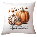 Autumn pumpkin decorative pillow cover with leopard print pumpkins for Halloween sofa decor - Leopard Polka Dot Pumpkin Combo Style (TDLD87-23)