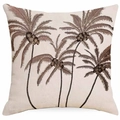 Linen square throw pillow cover with vintage brown tropical palm tree and coconut print - Coconut Tree Style (DYM322-1) / Single-Sided Linen Without Core
