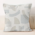 Close-up of cream geometric cushion cover with striped texture on a soft sofa - Minimalist Geometric Collage (HMDS63-7)